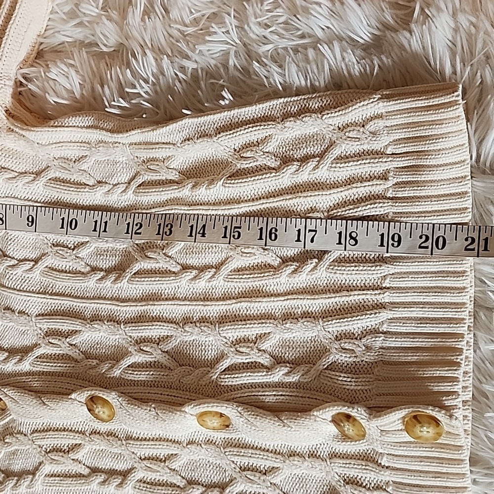 Talbots Elegant Cream Cable Knit Sweater - Picture 8 of 10